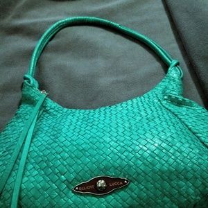 Elliott Lucca Turquoise Woven Leather Bag